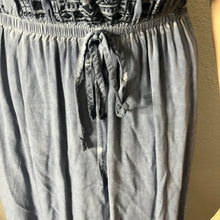 Load image into Gallery viewer, Knox Rose Womens M Blue Chambray Midi Dress Sleeveless Drawstring Handkerchief