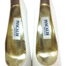Load image into Gallery viewer, Pancaldi Pumps Womens Size 7 White Striped Heels