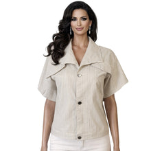 Load image into Gallery viewer, Like an Angel Jacket Womens Size 1X Beige White Stripped Linen Blend New