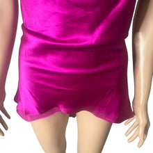 Load image into Gallery viewer, Aidan Mattox Silk Halter Micro Mini Dress Womens L Magenta Open Back Tie