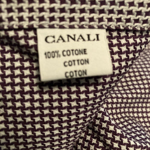 Canali Shirt Mens Size 41/16 Purple White Houndstooth Button Front