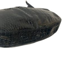 Load image into Gallery viewer, Cole Haan Hobo Bag Womens Black Patent Leather Croc Embossed Y2K Shoulder Purse