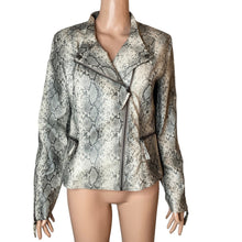 Load image into Gallery viewer, Blank NYC Moto Jacket Womens M Snakeskin Print Faux Leather Asymmetrical Zip