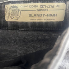 Load image into Gallery viewer, Diesel Slandy-High Jeans Womens 27x32 Black Acid Wash Super Skinny Hi Waist