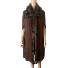 Load image into Gallery viewer, Anthony Original Cape Coat Poncho Womens Large Brown Faux Fur Trim