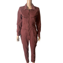 Load image into Gallery viewer, Free People Lennox Solid Jumpsuit Womens Med Brown Maroon Utility Cargo New