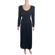 Load image into Gallery viewer, SHE Dress Maxi Womens Small Black Button Front Long Sleeves Pockets