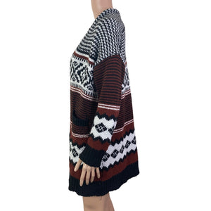 Dreamers Long Cardigan Womens Medium Aztec Multicolored Open Front