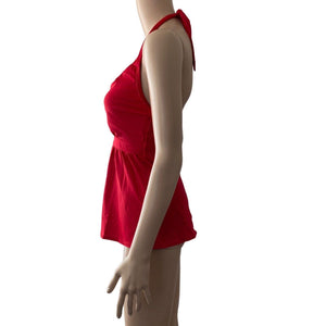 Venus Tankini Womens Size 4 Red Halter Swim Top Stretch