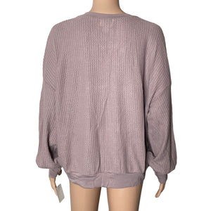 PST Sweater Thermal Womens XL Lilac Purple Waffle Knit NEW