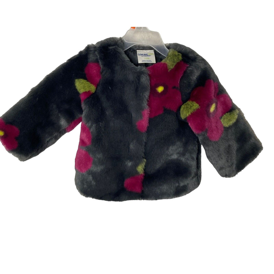 Osh Gosh Faux Fur Coat Baby 12M Floral Multicolored