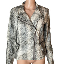 Load image into Gallery viewer, Blank NYC Moto Jacket Womens M Snakeskin Print Faux Leather Asymmetrical Zip