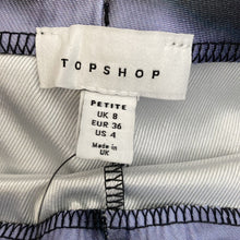 Load image into Gallery viewer, TopShop Flared Leggings Womens Size 4P Satin Purple Tie Dye Wideleg