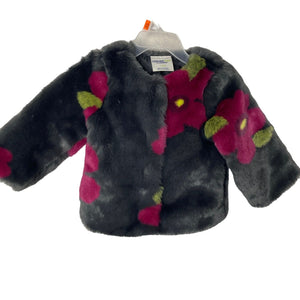 Osh Gosh Faux Fur Coat Baby 12M Floral Multicolored