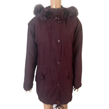 Load image into Gallery viewer, Hunt Club Parka Coat Women’s Small Maroon Faux Fur Hood Drawstring Waist Winter