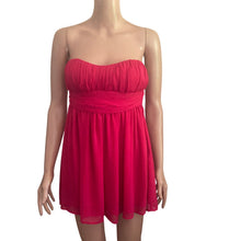 Load image into Gallery viewer, Y2K Twenty One Mini Dress Womens Small Pink Strapless Chiffon Empire Waist Party