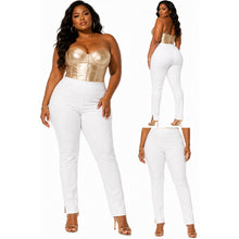Load image into Gallery viewer, 1901 Pants Womens Size 14 White Pull On Slim Straight Leg Side Slit Stretch