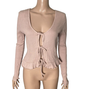 Topshop Tie Front Top Womens Size 10 Pale Pink