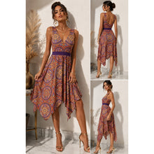 Load image into Gallery viewer, Route 66 Womens S 4-6 Paisley Handkerchief Hem Dress Purple Orange Boho Midi
