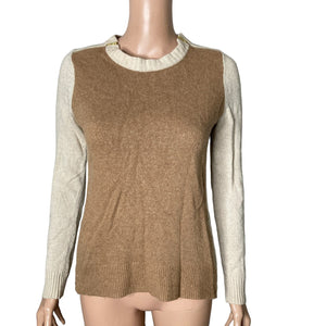 J Crew Sweater Womens Size XS Brown Tan Beige Merino Wool Pullover