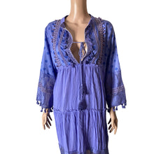 Load image into Gallery viewer, Maroths Womens Large Purple Boho Lace Tassel Tunic Dress Embroidered Midi New
