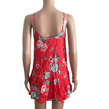 Load image into Gallery viewer, Love, Fire Mini Dress Womens Small Hibiscus Floral Red Lightweight Flowy