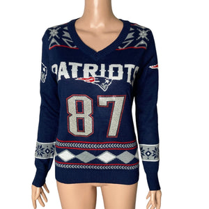 New England Patriots Christmas Sweater Womens Small Gronkowski #87 Bling New
