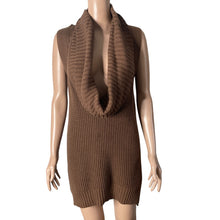 Load image into Gallery viewer, Ann Taylor Sweater Womens M Brown Hand Knit Sleeveless Tunic Plunging Cowl Neck