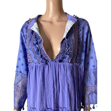 Load image into Gallery viewer, Maroths Womens Large Purple Boho Lace Tassel Tunic Dress Embroidered Midi New