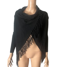 Load image into Gallery viewer, Elan Black Fringe Wrap Shawl Cardigan Sweater XS