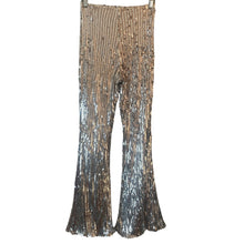 Load image into Gallery viewer, Club L London Silver Sequin Flare Pants Womens US 2 Hi Rise Party Festival Glam