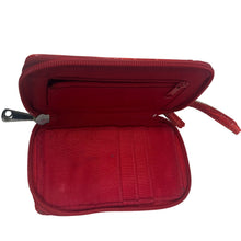 Load image into Gallery viewer, Liz Claiborne Red Croc Embossed Zip Around Wristlet Wallet ID CC Coin 5.5x3.5