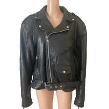 Load image into Gallery viewer, Vintage Y2K Wilsons Leather Motorcycle Biker Jacket XL Embossed Eagle Black