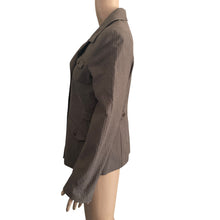 Load image into Gallery viewer, Ted Baker London Size 3 US 8 Brown Pinstripe Double Breasted Cotton Blazer Jacket