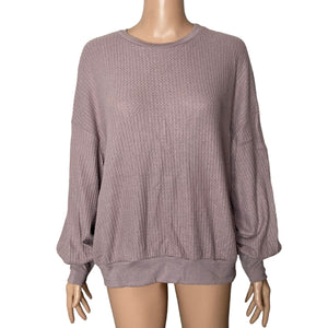 PST Sweater Thermal Womens XL Lilac Purple Waffle Knit NEW