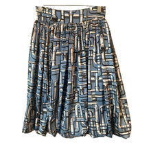 Load image into Gallery viewer, Jeremy Scott Bubble Skirt Womens Small Blue Pipe Print Novelty Graphic Y2K