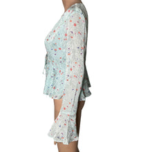 Load image into Gallery viewer, Adelyn Rae Blouse Womens Small Floral Aqua Green Bell Sleeve