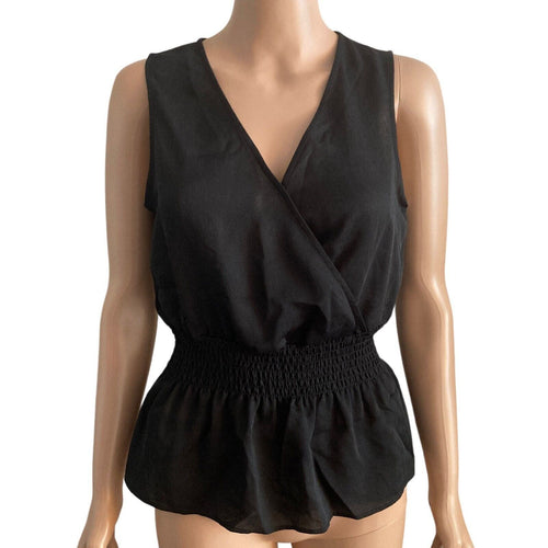 Chelsea 28 Blouse Surplice Womens XS Black Lightweight