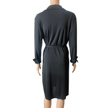 Load image into Gallery viewer, Evan Picone Dress Womens Large Black Collared Wrap Tie Waist Long Sleeve