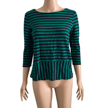 Load image into Gallery viewer, Madewell Shirt Womens Small Green Black Striped Stretch Pullover