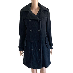 Cole Haan Coat Womens 8 Wool Cashmere Blend Black Trench