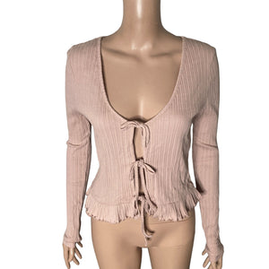 Topshop Tie Front Top Womens Size 10 Pale Pink