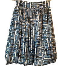 Load image into Gallery viewer, Jeremy Scott Bubble Skirt Womens Small Blue Pipe Print Novelty Graphic Y2K