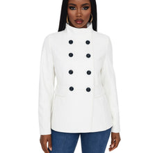 Load image into Gallery viewer, Old Navy Women’s Small White Peacoat Double Breasted Button Jacket