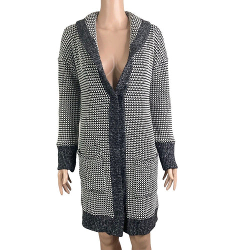 Sanctuary Sweater Long Cardigan Women's Small Gray & White