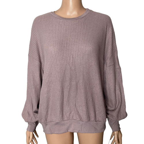 PST Sweater Thermal Womens XL Lilac Purple Waffle Knit NEW