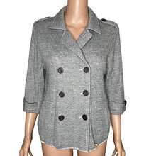 Load image into Gallery viewer, Cabi Jacket Womens Medium Shrunken Knit Peacoat Marbled Gray