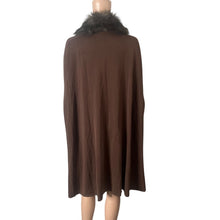 Load image into Gallery viewer, Anthony Original Cape Coat Poncho Womens Large Brown Faux Fur Trim