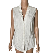 Load image into Gallery viewer, Brooks Brothers Shirt Womens 14 White Ruffled Neckline Sleeveless