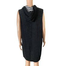 Load image into Gallery viewer, Catalina Hooded Swim Cover Up XL 16-18 Black Sleeveless Zip Terry Beach Dress